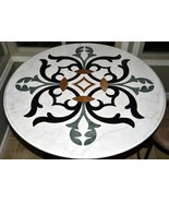 36" Round Center Table Top White Marble Handmade Marble Table Top with R... - $2,650.00