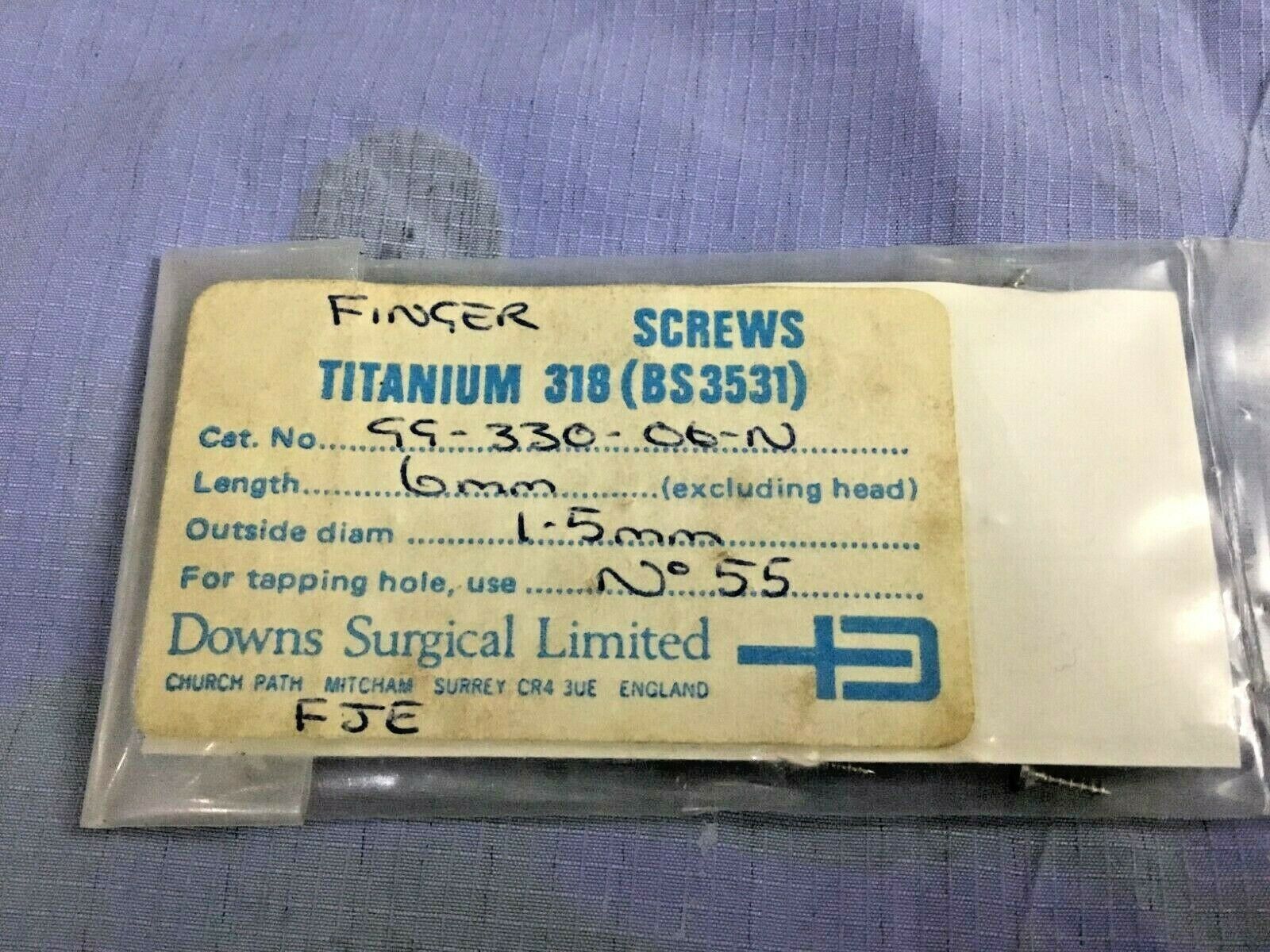 Downs Surgical Limited Titanium 318(BS 3531) screws 99-330-06-N 6 mm x 1... - $38.61