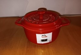 Staub Mini La Cocotte Round Ceramic Pot W/lid Red New 4x2&quot; - £13.78 GBP