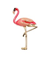 CUTE FLAMINGO PIN 2&quot; Pink Enamel Gold Plate Metal Brooch Tropical Bird F... - $12.15 CAD
