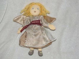 Adrian the Angel Stuffed Plush Cloth Doll Blonde Yarn Hair Gold Satin Abbeville - £39.56 GBP