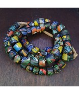 Vintage venetian style mosaic glass beads extra long necklace Gift - $862.36 MXN