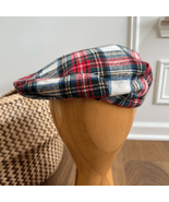 Vintage Country Gentleman Ivory Red Plaid Wool Newsboy Hat L - $25.92