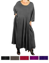 Plus Size Dress - Solid Crinkle Delia W/Pockets L XL 0X 1X 2X 3X 4X 5X 6X  - £69.91 GBP+
