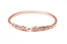 Snake Face Round Copper Bangle Bracelet kada open-able kada astrology red book - $19.82
