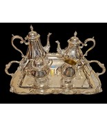 Wm Rogers &amp; Son Silverplate Coffee Tea Service Set 5pc Ornate Floral Scr... - $296.95