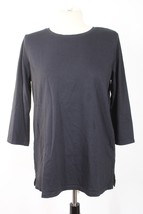 Lands End S Black Supima Cotton 3/4 Sleeve Tunic Top Peru 512366 - $22.80