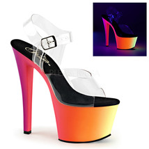 PLEASER RAINBOW-308UV Blacklight Neon Rainbow Platform 7&quot; Heels Stripper Shoes - £51.11 GBP