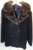 Venezia Women&#39;s Detachable Faux Fur Trimmed Black Wool Coat Sz 18/20 - £35.61 GBP