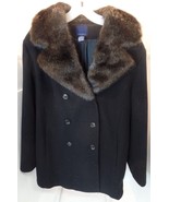 Venezia Women&#39;s Detachable Faux Fur Trimmed Black Wool Coat Sz 18/20 - £35.10 GBP