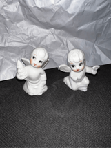 Napco Angel Figurines-Vintage Bone China Boys Carrying Tree &amp; Presents/O... - $25.74