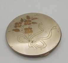 BEAUTY Vintage Ritz Goldtone Make-Up Vanity Powder Compact Floral With Ribbon - £11.68 GBP