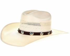 Navajo Turquoise Hatband Sterling Silver Stamped Concho Hat Band by Joey McCray - £141.58 GBP