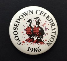 1986 Goosedown Celebration Dressed Up Geese Festival Button Pin 1.25&quot; Mi... - £7.07 GBP