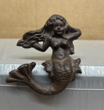 Vintage Cast Iron Mermaid Metal Shelf Sitter 3-1/4&quot; Tall x 3-1/4&quot; Wide - $24.99