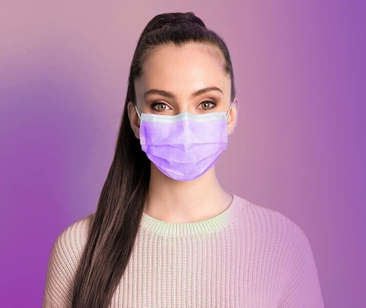 Disposable Face Covering (Purple) Disposable Mask. 50 Per Box per Order. - $6.92