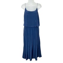 SAFFIE California navy blue 100% silk blouson maxi slip dress size medium - £35.62 GBP