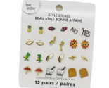 Bead Landing 12 Pair Earring Set - New - Pineapples, Rainbows, Coffee... - $12.99