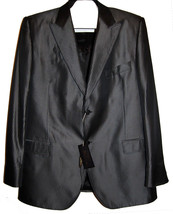 Messori Steel Gray Striped Shiny Mens Jacket Blazer Size US 46 EU 56  - $232.47