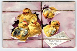 Easter Postcard Baby Chick Heads Pop Out Of Package Series 700 Tuck 1909... - $9.98