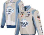 Kevin Harvick JH Design Gray Blue Busch Light  Cotton Uniform Snap Jacket - £117.31 GBP+
