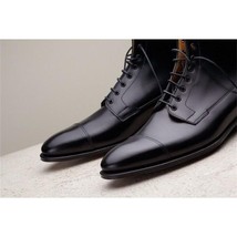 New Men Shoes Fashion Trend Business Formal Wear Casual All-match Handmade Black - £64.95 GBP