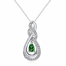 925 Argento Sterling Pera Taglio Smeraldo &amp; Moissanite Lacrima Ciondolo Collana - £90.26 GBP