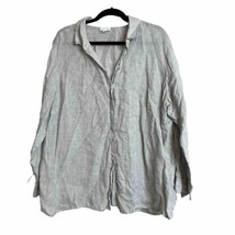 J Jill Love Linen Shirt Womens Size 2X Button Up Long Sleeve Grey - £21.58 GBP