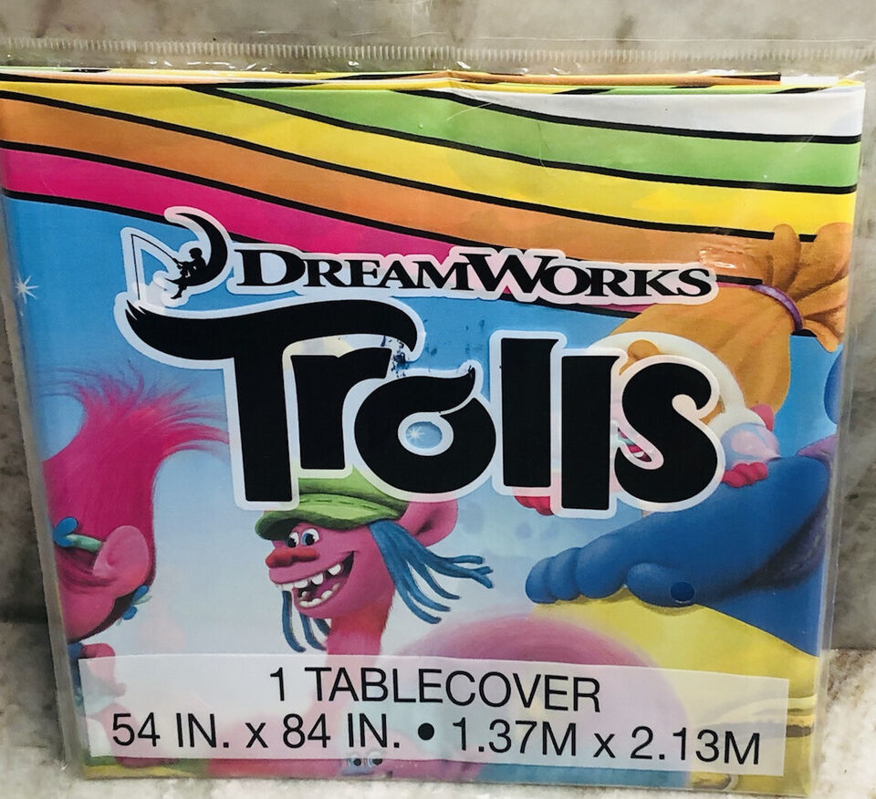 Ship N 24 Hours. New-Dreamworks Trolls 1 Plastic Tablecover 54x84 inches - $12.75
