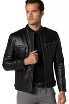 Causal New Men&#39;s Black Jacket Slim Fit Wear Jacket 100% Soft Lambskin Le... - $2,143.75 MXN+