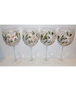 SET OF 4 MIKASA ELITE LILY DE JOUR SFG59/401 HAND PAINTED GLASS 8 3/4&quot; G... - $74.24