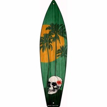 Skull And Palm Trees Novelty Mini Metal Surfboard Sign MSB-321 - £13.66 GBP