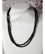 1928 Brand Black Faceted Beaded Necklace – Double Strand, Adjustable Ext... - $190.81 MXN
