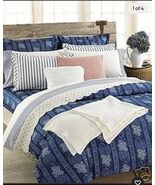 Ralph Lauren Biarritz Blue &amp; White Floral King Bed Skirt Vintage New - $89.05