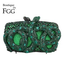 Emerald Green Jungle Snake Clutch Women Animals Crystal Evening Bags Bridal Wedd - £110.63 GBP