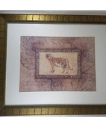 Tiger Print Matted and Wood Framed 23&quot; X 19&quot; Stripes Wall Sturdy Map Africa - £17.86 GBP