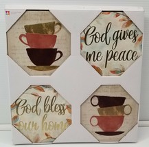 N) Interior by Design Set of 4 Printed Canvas Inspirational Quote Coffee... - $9.89