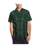 Matrix Computer Coding Programming Men&#39;s Short Sleeve Shirt With Lapel C... - £34.65 GBP