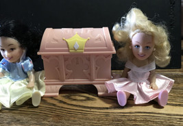 Disney 1990’s Vtg Little Princess 5” Dolls w/ Trunk Clothes Shoes Aurora Snow Wh - $24.75