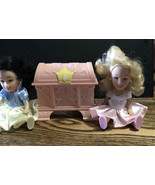 Disney 1990’s Vtg Little Princess 5” Dolls w/ Trunk Clothes Shoes Aurora... - $24.75