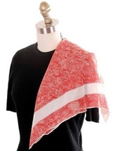 RETRO Burmel Vintage Silk Scarf  Dramatic  Red  White Swirls Design 1950s - $23.76