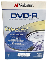 Verbatim DVD-R 4.7GB 10 Pack Blank DVDs Video Trim Cases with VideoGard ... - £11.62 GBP