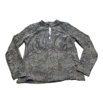 Venus Top Blouse Women&#39;s Large Gray Floral Nylon Stretch Lined Metallic Lace - £17.01 GBP