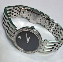 Movado Womens Watch 0607052 Esperanza Diamond Black Dial Swiss Quartz St... - $321.75