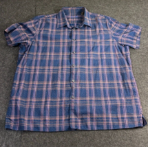 Tasso Elba Blue Short Sleeve Shirt Men&#39;s Size 3XL XXL Geometric &amp; Plaid - £11.80 GBP