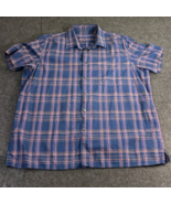 Tasso Elba Blue Short Sleeve Shirt Men&#39;s Size 3XL XXL Geometric &amp; Plaid - £11.56 GBP