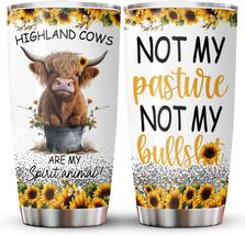 Mothers Day Gifts for Mom Wife, Highland Cow Tumbler with Lid 20Oz Stainless Ste - £22.25 GBP