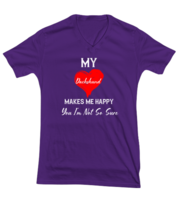 Dog TShirt. My Dachshund Makes Me Happy. Purple-V-Tee  - £17.27 GBP