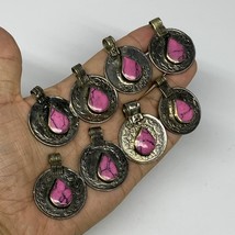 87g, 8pcs, Turkmen Coins Jeweled Synthetic Pink Tribal @Afghanistan, B14519 - £6.38 GBP