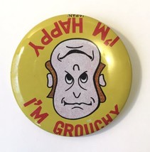 Vintage &quot;I&#39;m happy, I&#39;m grouchy&quot; Pin Button Japan 2&quot; 2 Faced Bipolar Com... - $10.00